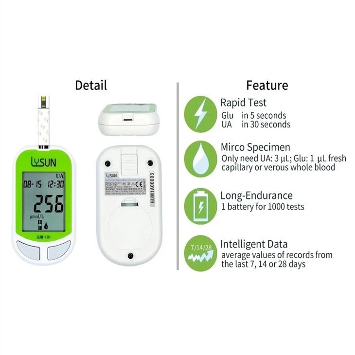 Lysun High Accuracy Economic Uric Acid Blood Glucose 2 in 1 Low Price